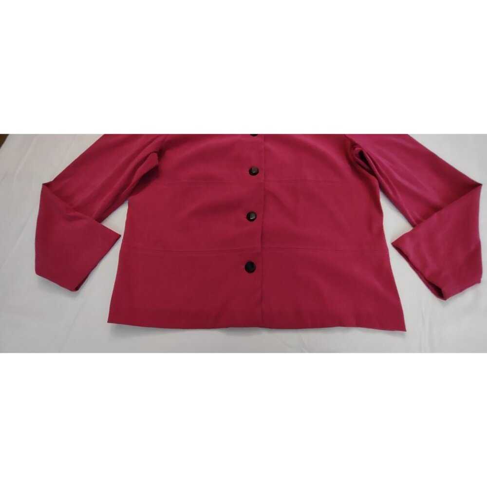 Sag Harbor Dress Fushia Hot Pink /Black Velvet Blazer Women Size 16 Beautiful - Picture 2 of 11